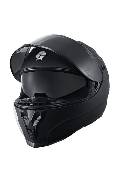 ebakbak Motosiklet Double Vizörlü Full Face Kask Ce Motor Kaskı Mat Black Edi...