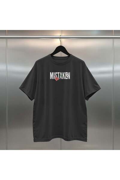 buzagi تي شيرت أسود كبير الحجم للجنسين من Mistaken Digital Printing