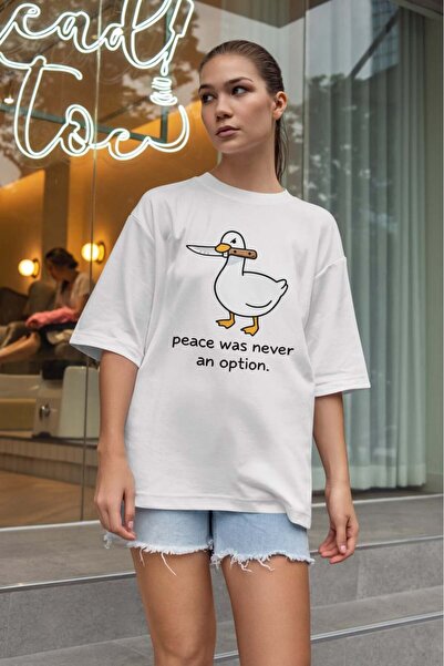 buzagi tasarım ürünleri Sarcastic Oversize Unisex White T-Shirt