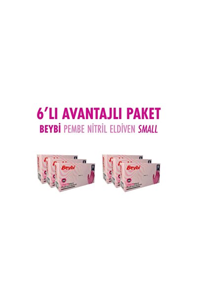 Beybi PEMBE NİTRİL ELDİVEN SMALL 6LI AVANTAJLI PAKET