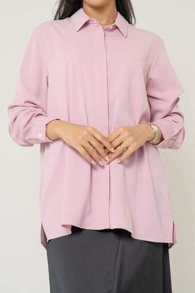 Yola Solid Long-Sleeve Shirt Collar Top