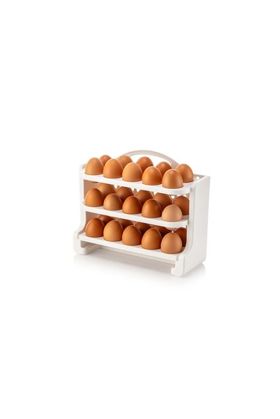 Stile Cucina 30 Compartment Egg Holder - 3 Tier Egg Rack Storage Container White