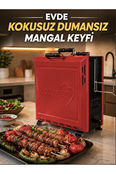 Hararet Dumansız Elektrikli Izgara Dikey Mangal - Apartman Kapalı Alan Mangal...