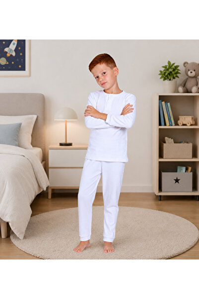 elmas kids Αγόρι 100% βαμβακερό ριμπ χειμωνιάτικο λευκό γιακά με κουμπιά μακρ...