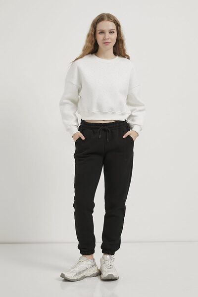 Arma Life Women's Elastic Ribbon Black Jogger Sweatpants