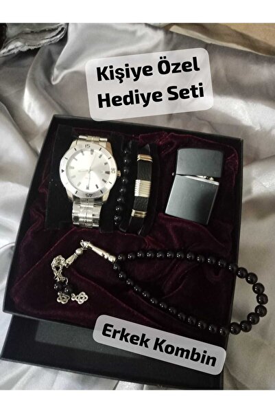 Brality KİŞİYE ÖZEL YAZI YAZILIR , Özel Kutulu Hediyelik Kombin Erkek Saat Se...