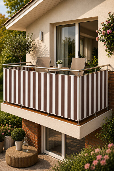 ALTINPAMUK Perdele pentru balcon, maro, albă, cu inele metalice, pentru toate...