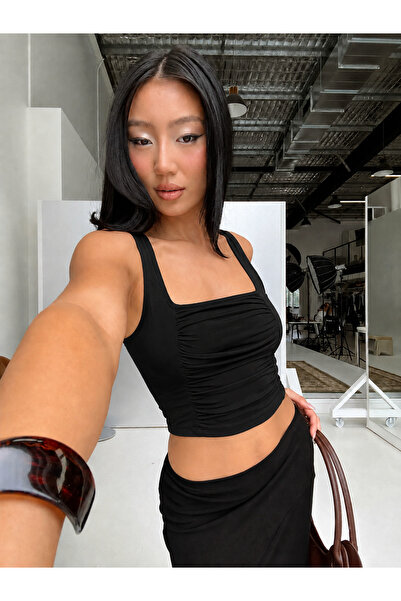 World Fashion Trends 4032 Ön ve Arkası Büzgülü Toparlayıcı Esnek Crop