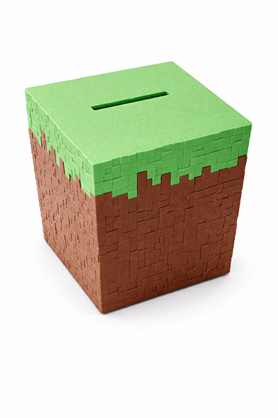 OEM Minecraft Temalı Kumbara – 3D Baskı Piksel Tasarım Para Kutusu 10x10x10 cm