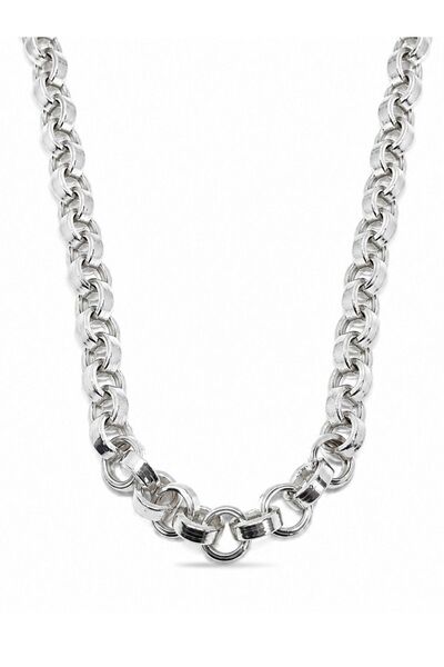 oya silver Kalın Dar Halka Gümüş Zincir Kolye 55CM [ZK002]