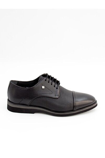 Fosco 2960 Black Genuine Leather Eva Sole Lace-Up Men's Shoes