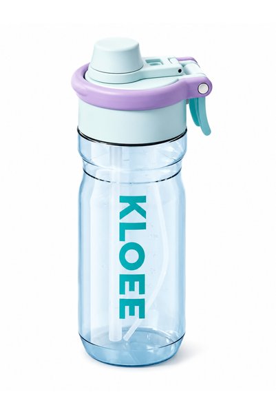 Kloee Ferahlatıcı Sprey Püskürtmeli Pipetli Suluk & Matara, Çift İçimli Taşıma Saplı Spor Matarası turkaz