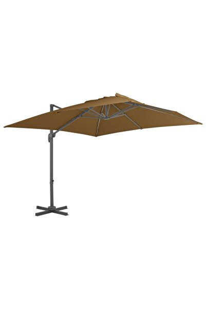 Concept Umbrelă suspendată cu stâlp din aluminiu gri taupe 300x300 cm