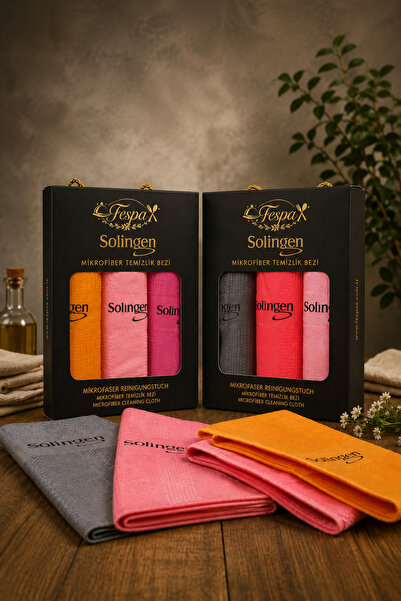 Fespa Solingen 3'lü Mikrofiber Temizlik Bezi Seti | Süper Emici, İz Bırakmaya...