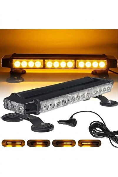 C9 Flaşlı Modlu Acil Durum Ikaz Tepe Lambası 42 Ledli 104 Cm 4 Yönlü 27 Farkl...