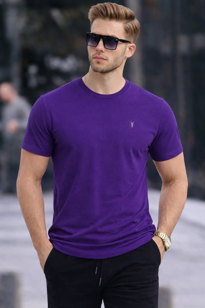 COMBİNE MİCHAİL Erkek Bisiklet Yaka Slim Basic Mor Tişört