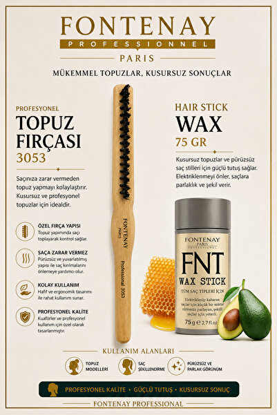 Fontenay Profesyonel Topuz Fırçası 3053 & Hair Stick Wax 75 Gr