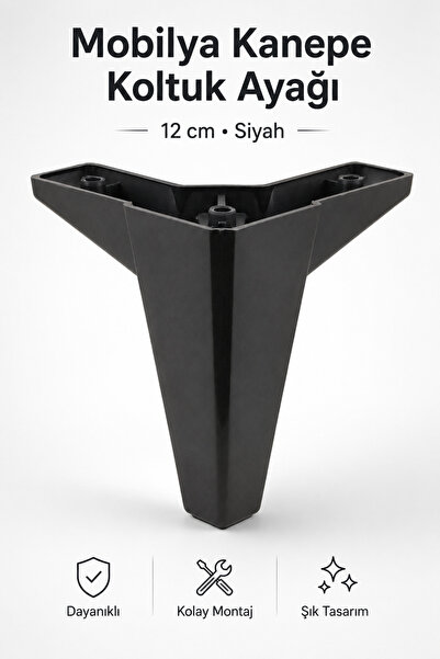 NZB Lüks Mobilya Kanepe Sehpa Tv Ünitesi Koltuk Ayağı 12 Cm Siyah Baza Ayak
