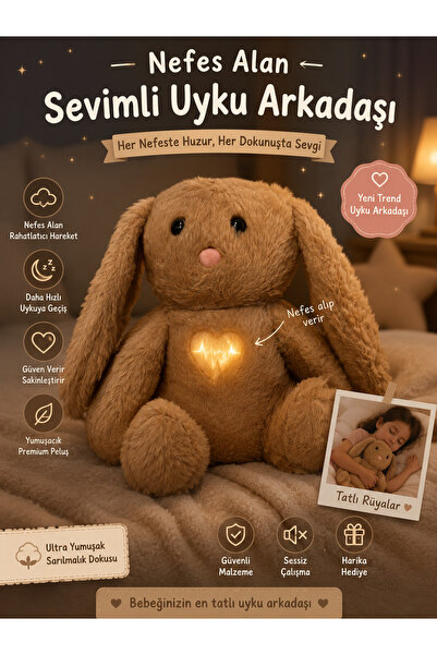 ARAT DİAMOND TOYS NEFES ALAN TAVŞAN UYKU ARKADAŞI IŞIKLI VE MÜZİKLİ PELUŞ BEB...