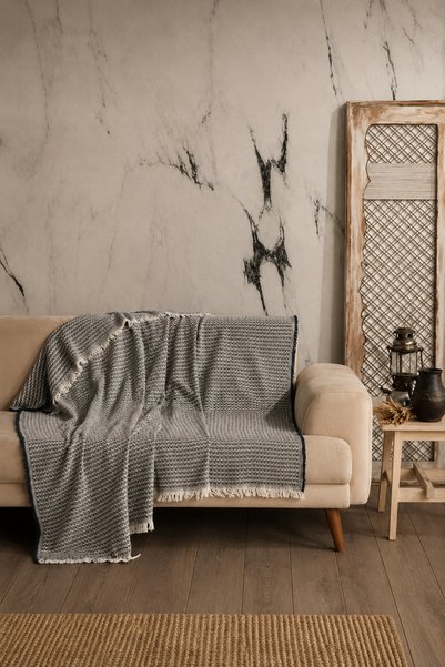 Bella Home Natural Linen Sofa Cover |   Fireproof Cotton Sofa Bed Cover |   Sofa Throw - 85% Cotton 15% Polyester - 170 cm X 210 cm