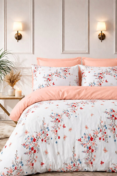 Always Double-Sided Double Duvet Cover Set with Elastic Sheets Şölen Somon