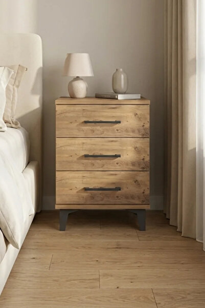 Dienni Hyperion 3 Çekmeceli Komodin 44x44x64 Çam-Çam