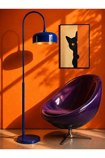 NOONLUX DESIGN&LIGHTING Bolton Kobalt Mavisi Lambader İç Kısmı Gold Oturma Od...