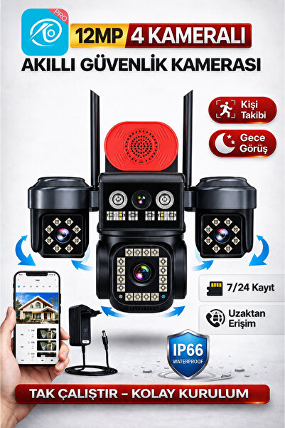O-KAM OK202 Wifi 12MP 4 Lens Gece Görüş Sesli Akıllı Güvenlik Kamerası