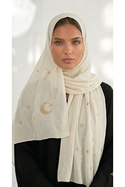 Veil Designer Two-Layered Nightgown with Full Embroidery of Stars and Crescen...