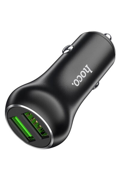 Hoco Încărcător auto 2xUSB-A, QC 3.0, 36W, 3A - (Z37 Sharp) - Negru