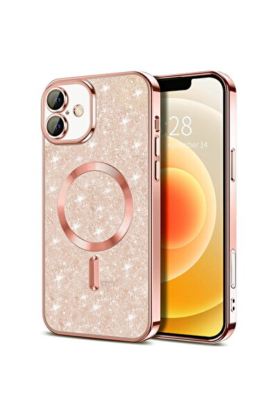 Techsuit Husă pentru iPhone 16 - Luxury Glitter MagSafe - Rose Gold