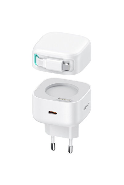 Usams Încărcător rapid USB-C PD GaN Seria XMF cu cablu Type-C retractabil 80c...