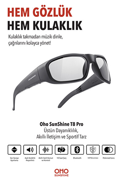 OhO sunshine T8 Pro Akıllı Güneş Gözlüğü - Bluetooth 5.2, Sesli Komut, Müzik ...