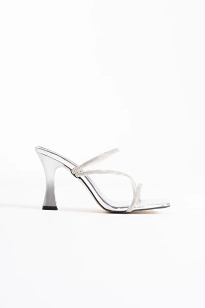 Generic Brand Silver Women's Stone Heeled Slippers Tr20My04F