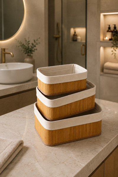 KaiHome Bambu Çok Amaçlı 3'lü Sepet/Düzenleyici/Organizer