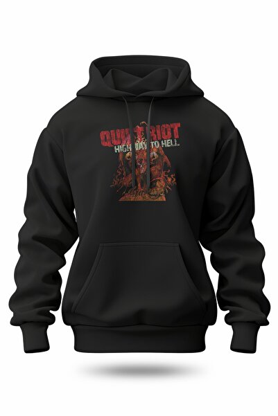 buzagi tasarım ürünleri Quite Riot Digital Print Hooded Unisex Sweatshirt