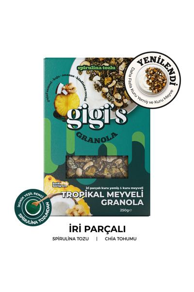 Gigis Food Tropikal Meyveli Granola 250g - Spirulina - Chia