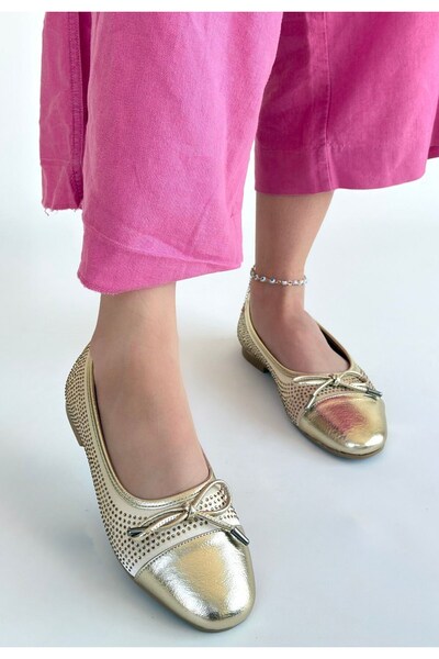 Erbilden Women's Ballerina Shoes Gold Skin Etya