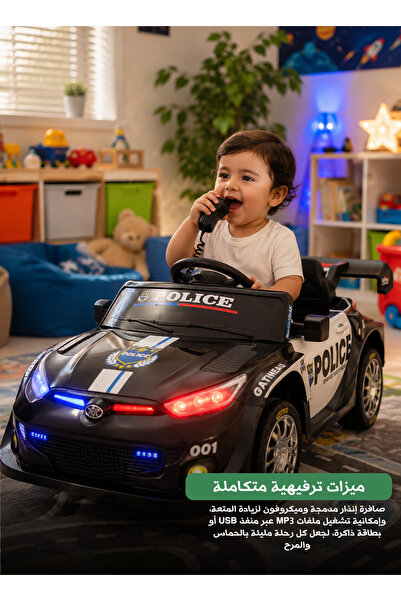 unbranded سيارة شرطة كهربائية للأطفال 12 فولت مع تحكم عن بعد، أضواء LED، صفار...