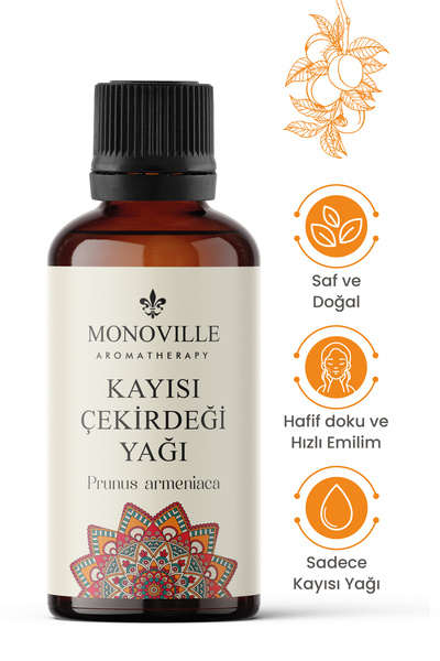Monoville Kayısı Çekirdeği Yağı 30 ml Soğuk Sıkım Saf ve Doğal (Apricot Kerne...