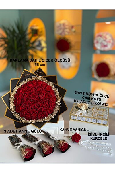 bt bera tasarım 41 Adet Gül 100 Çikolata Kız Isteme Çiçeği Söz Nişan Kadife Gül