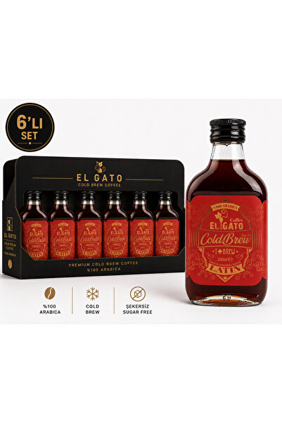 Elgato El Gato Cold Brew Soğuk Kahve Cam 200ml Latin X 6 Adet