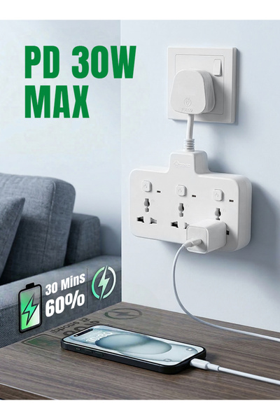 GONGNIU 3-Way Universal Multi Plug Extension Socket, 3 Individual Switches, S...