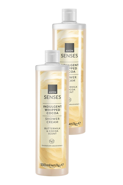 AVON Senses Indulgent ButterMilk ve Kakao Özü İçeren Duş Kremi 500 Ml. İkili Set