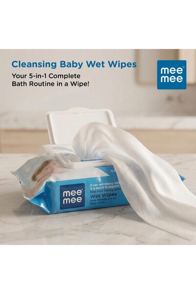 mee mee Pure Water Wet Wipes with Lid 80 pcs x 2 (160 pcs) – Unscented, Plant Derived, Super Thick Baby Wipes | Gentle for Sensitive Skin