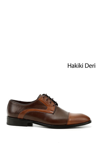GÖNDERİ(R) Men's Tan Antique Laced Genuine Leather Classic Shoes