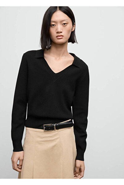 MANGO Woman Dünner Strickpullover mit V-Ausschnitt