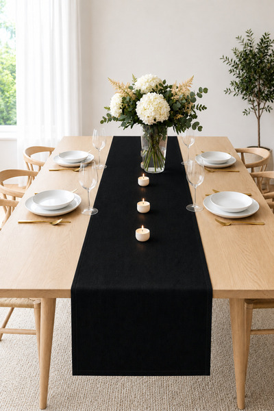 KaiHome Black Decorative Table Runner 40X110 cm |   Stain-Resistant and Liqui...