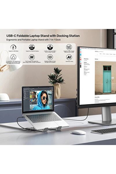 Unitek KATLANABİLİR NOTEBOOK STANDI VE DOCKING STATION (D1137AGY01)
