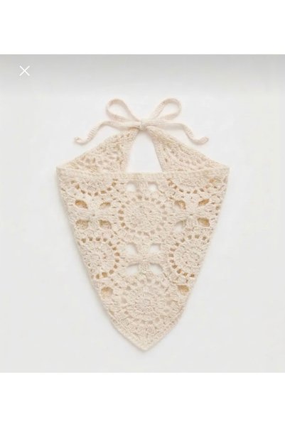 synshop Knitted Triangle Bandana Cream Hair Band Women Teen Girls Children Summer Bohemian Vintage Korean Style Sunflower